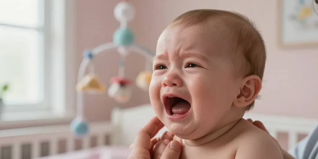 bebe decouvre sa voix et crie